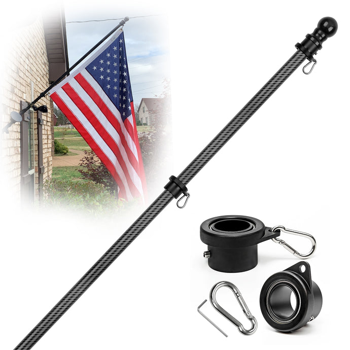 5FT Flagpole Kit for American Flag - Professional Carbon Fiber Flag Pole for House Garden Yard
